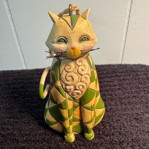 Jim Shore Heartwood Creek Green Cat Christmas Ornament